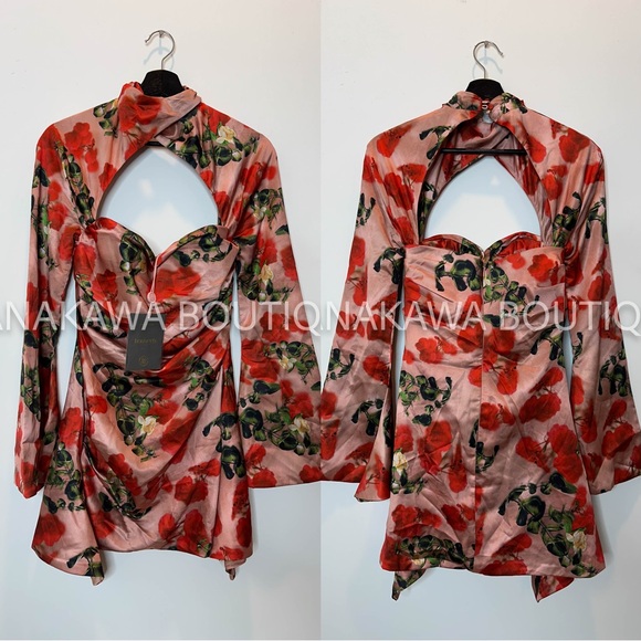 HOUSE OF CB 'Toira' Rose Print Draped Corset Dress - Picture 9 of 12